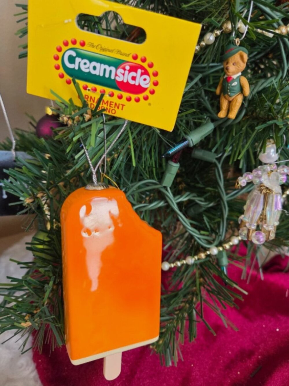 Ruz Blown Plastic Christmas Creamsicle Orange Popsicle Ornament Food